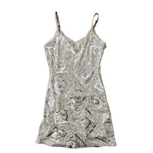 skies are blue silver sequin mini dres - size small